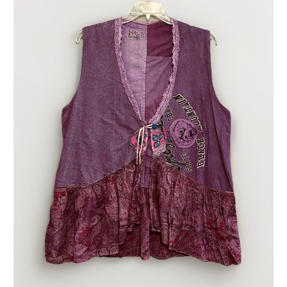 I Am Threads Boutique Tunic Vest Purple Women's One Size Western Coastal Cowgirl